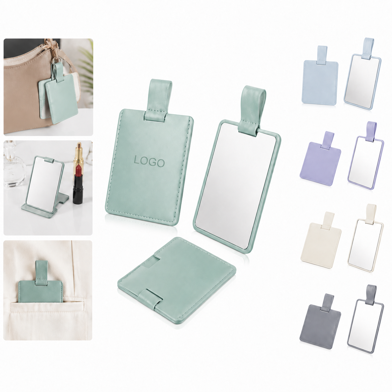 Portable PU Leather Shatterproof Pocket Mirror