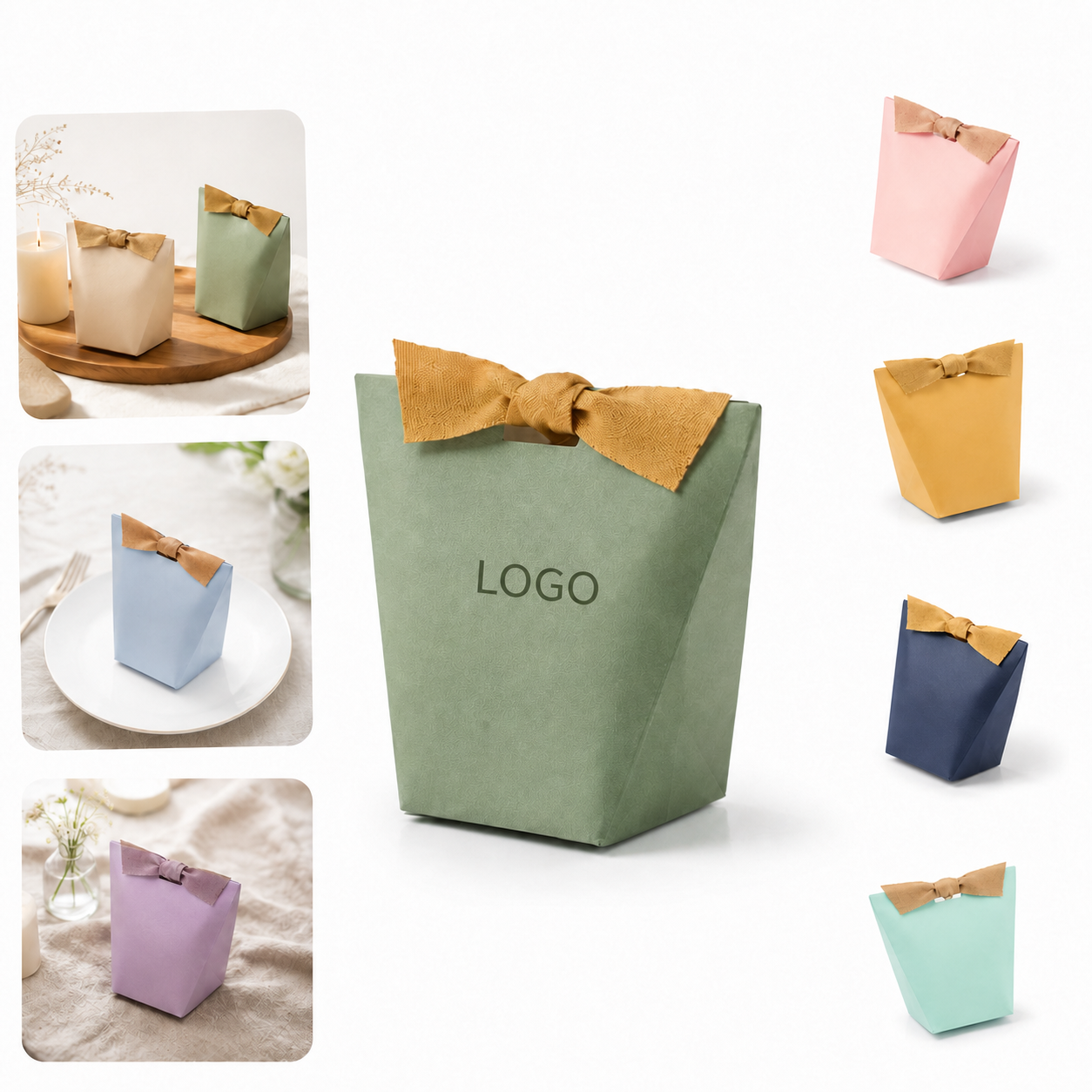 Elegant Foldable Paper Gift Box with Ribbon